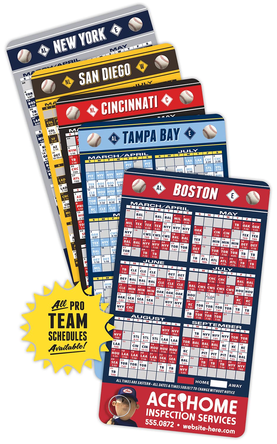 Magnet Sport Schedules - 4x7 Baseball Round Corners - 25 mil.