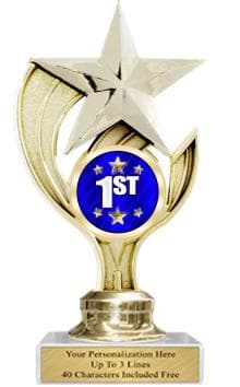 Trophy: 7", 2x3 white marble base, Holder w/ mylar