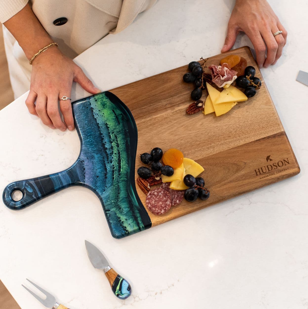 Cheese board/charcuterie board/cutting board  Resin Accented Medium board 8"x16"
