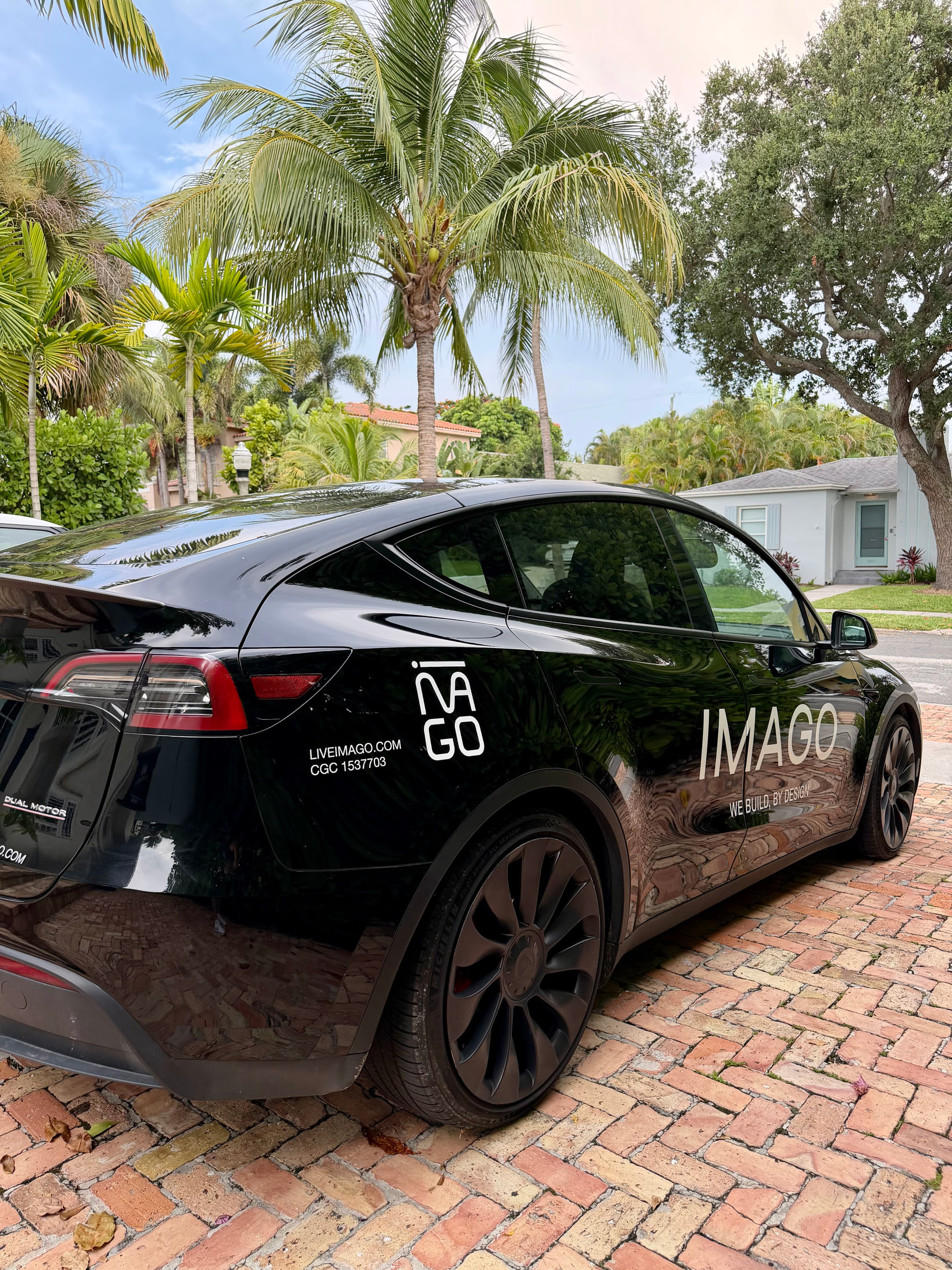 Vehicle graphics for a design-build firm's Tesla for IMAGO