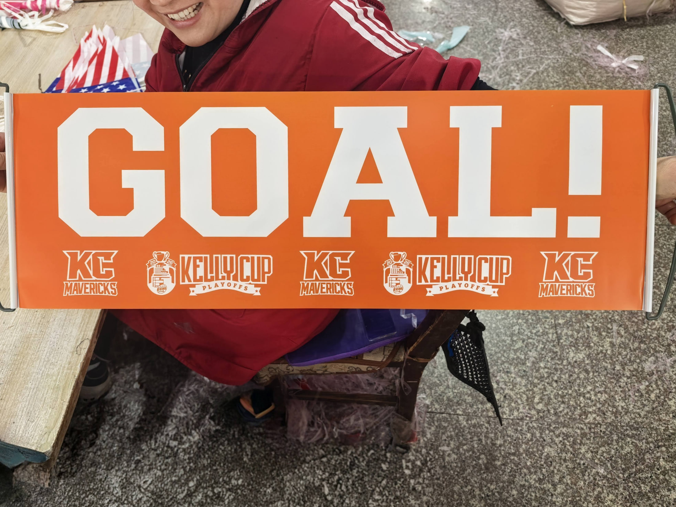 Goal banner for a hockey club for KC Mavericks Hockey